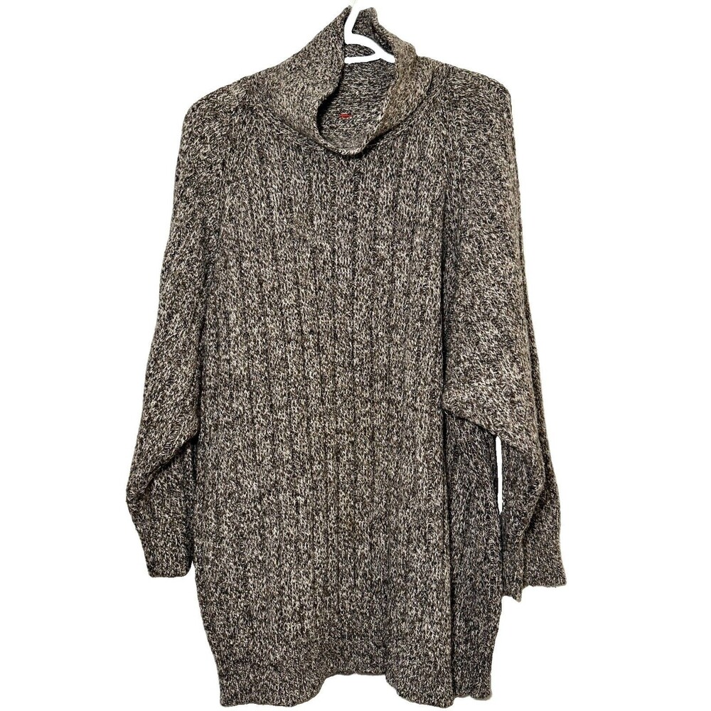 Liz & Co. Marled Cowl Neck Sweater Tunic Dress Wool Silk Blend Size L Hong Kong